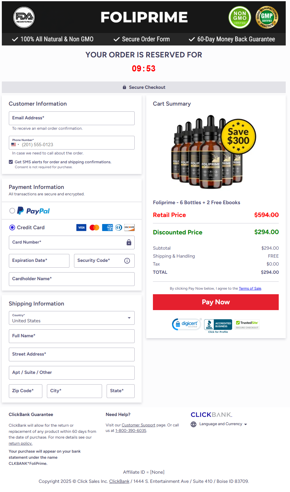 FoliPrime Official Website Secure Order Page